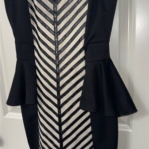 Elegant Black and Beige Chevron Dress